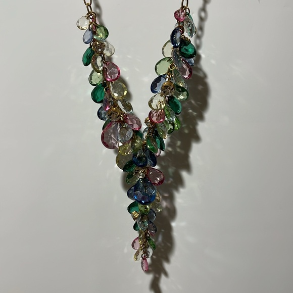 Rj Graziano Multi Drop Pastel Lucite And Rhinestone Necklace Amazing 37$